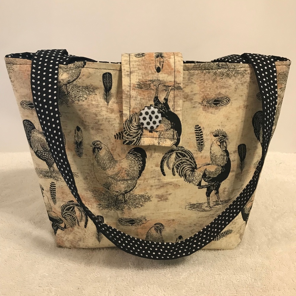 Beautiful Handmade Rooster/Polka Dot Handbag
